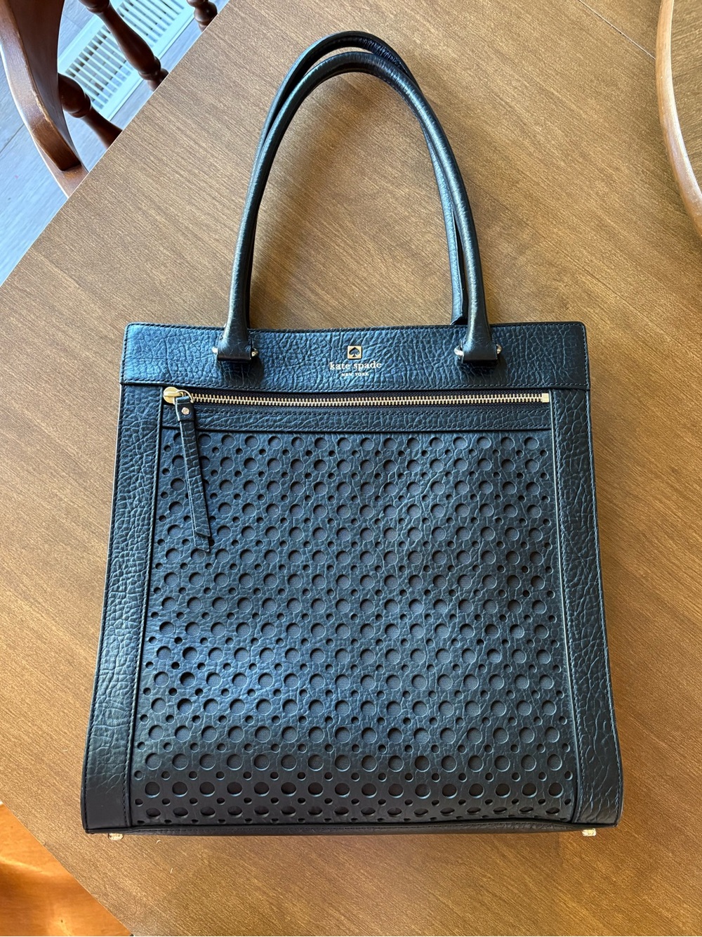 Professional Black leather Kate Spade tote